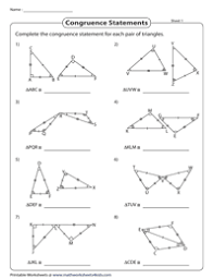 The triangle below is similar to the triangles above but because it is a different size it is not congruent to the triangles above. Congruent Triangles Worksheets