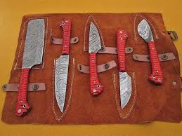 Rich, unique bamboo grain texture compliments and enhances the distinct design of the securely housed knife set. 5 Piece Chef Knife Set With Roll Bag Hand Forged Damascus Etsy In 2021 Chef Knife Set Handmade Chef Knife Damascus Kitchen Knives