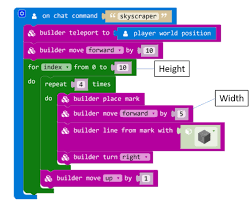 How does the api work in minecraft education edition? Minecraft Coding Skyscraper Teachwithict