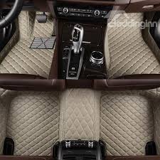 Luxurious Grid Pattern Pu Leather Carpet Custom Fit Car Floor Mats Liners Custom Car Floor Mats Car Floor Mats Car Accessories