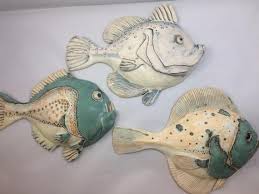 Medium Blue Ceramic Fish Ceramic Wall Art Fish Wall Hung Sculpture Spotty Fish Decor Home Decor Handmade One Off Ceramic Fish Ceramic Wall Art Fishing Decor