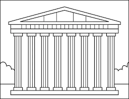 Easy How To Draw The Parthenon Tutorial And Parthenon Coloring Page