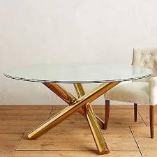 Forsyth round bevel table top. Taya Round Glass Brass Tripod Dining Table