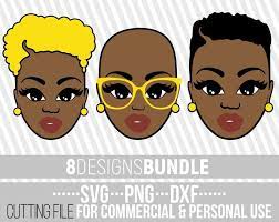 8x Amazing Black Woman With Short Hair Bundle Svg Hairstyle Etsy Black Women Short Hair Styles Hair Bundles