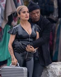The world's top protection agent (ryan reynolds) is called upon to guard the life of his mortal enemy the relentless bodyguard and manipulative assassin have been on the opposite end of the bullet for years and are thrown together for a wildly outrageous 24 hours. Salma Hayek Wows In Boob Baring Pvc Catsuit On Set Of New Movie With Samuel L Jackson Celebrity News Showbiz Tv Express Co Uk