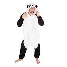Déguisement panda pour adulte complet, il comprend une tête en peluche, un costume, des gants et des chaussons le tout en peluche. Deguisement Kigurumi Panda Adulte 180cm