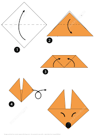 Origami Step By Step Instructions Of A Fox Face Super Coloring Origami Step By Step Kids Origami Origami For Beginners