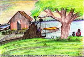 Rural Scenery Colored Pencils Drawing Rural Scenery With Color Pencils Drawingtutorials101 Com 1051x759 easy landscape drawings pencil picture 5 hd wallpaper.