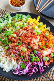 Korean Style Cold Tofu Shirataki Noodle Salad With Shrimp Recipe Shirataki Noodles Recipes Shirataki Recipes Shirataki Noodles