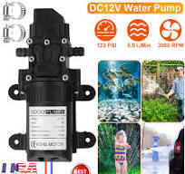 12V Self Priming Sprayer Pump Electric Diaphragm Water Pump with 2 Hose Clamps