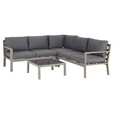 Garden furniture set ecco table, sofa and 2 chairs, grey aluminum frame with rope weaving, grey cushions. Tucabia Corner Garden Sofa Set Outdoor Garden George At Asda