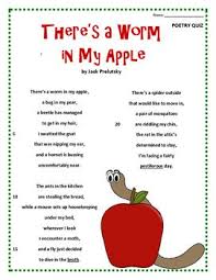 This Is A Wonderful Poem Titled There S A Worm In My Apple By Jack Prelutsky The Students Can Learn The Poem Throughout Poetry Quiz 2nd Grade Reading Quiz