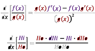 The derivative of () = for any (nonvanishing) function f is: Quotient And Product Rule Formula Examples