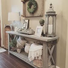 Farmhouse Console Table Vignette In A Foyer Farm House Living Room Farmhouse Console Table Farmhouse Decor Living Room