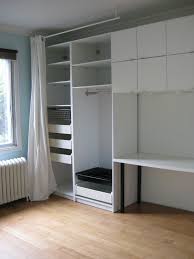 Tight Spaces The Curtain Closes Over The Wardrobe Area And Beside It Is A Great Workspace With Ikea Wardrobe Ikea Wardrobe Storage Wardrobe Storage