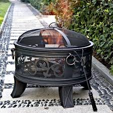 Granada 26 Inch Round Steel Fire Pit Antique Bronze Walmart Com Walmart Com