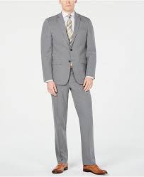 Mens Slim Fit Flex Stretch Wrinkle Resistant Gray Sharkskin Suit