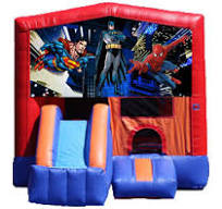 Super Hero 3-in-1 Combo Bounce House with Front Slide (Dry ...