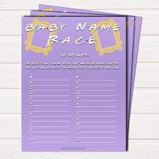 The One Where Baby Name Race Game Printable Baby Games Baby Names Game Printable Baby Shower Games Baby Name Race Baby Shower Games Fr1 Baby Name Game Printable Baby Shower Games