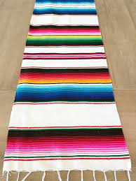 You'll receive email and feed alerts when new items arrive. Mexican Serape Table Runner White Colorful Accents Mesachic