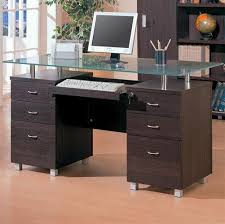 Rayburn Collection Modern Double Pedestal Desk With Floating Glass Top Contemporary Office Desk Best Home Office Desk Home Office Furniture Sets