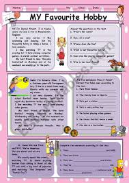 You might think that the number of males in the world is equa. My Favourite Hobby Reading Comprehension Esl Worksheet By Spyworld