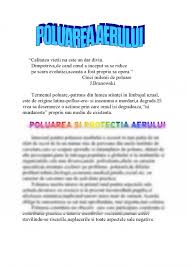 Poluarea mediului nconjurtor cele mai des ntlnite forme de poluare sunt: Poluarea Aerului Referat Biologie