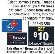 Call your local store ahead of time to see if you can receive a price adjustment refund on your. Expired Cvs Buy 50 Select Gift Cards Get 10 Extrabucks Free Domino S Fanatics Spa Wellness Gc Galore