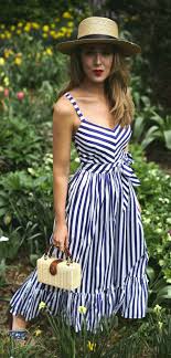 30 Dresses In 30 Days What To Wear To A Picnic Navy And White Stripe Maxi Dress Embroidered Navy Slides Small Fashion Striped Maxi Dresses Summer Dresses
