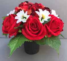 We specialize in the design, production, and packaging of a wide variety of artificial flowers. Artificial Flower Grave Pot With Red Hydrangeas And Roses Artificial Flower Studio