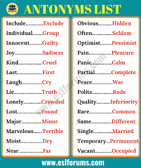 List Of 200 Antonyms From A To Z In English Esl Forums Learn English Words Antonyms Learn English