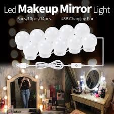 Mirror Light For Make Up Led Dressing Room Makeup Lamp Dimmable Mirror Bulb Usb Led 12v Vanity Lights Bathroom 2 6 10 14 Bulbs Led Indoor Wall Lamps Aliexpress