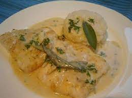 Fish With Sage And Garlic Sauce Recipe Food Com Recipe Halibut Cheeks Recipe Garlic Sauce Recipe Recipes