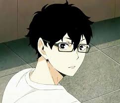 Long Black Haired Tsukki Anyone It Kinda Makes Me Think Of Kags With Messy Hair And Glasses Anime Guys Anime Characters Black Hair