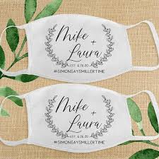 Personalized Face Masks For Wedding Guests Custom Wedding Favors In 2020 Custom Wedding Favours Party Face Masks Custom Wedding