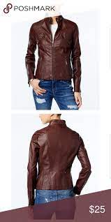 Jou Jou Jacket Cute Jou Jou Faux Leather Jacket With Zipper Walnut Color Jou Jou Jackets Coats Jackets Leather Jacket Clothes Design