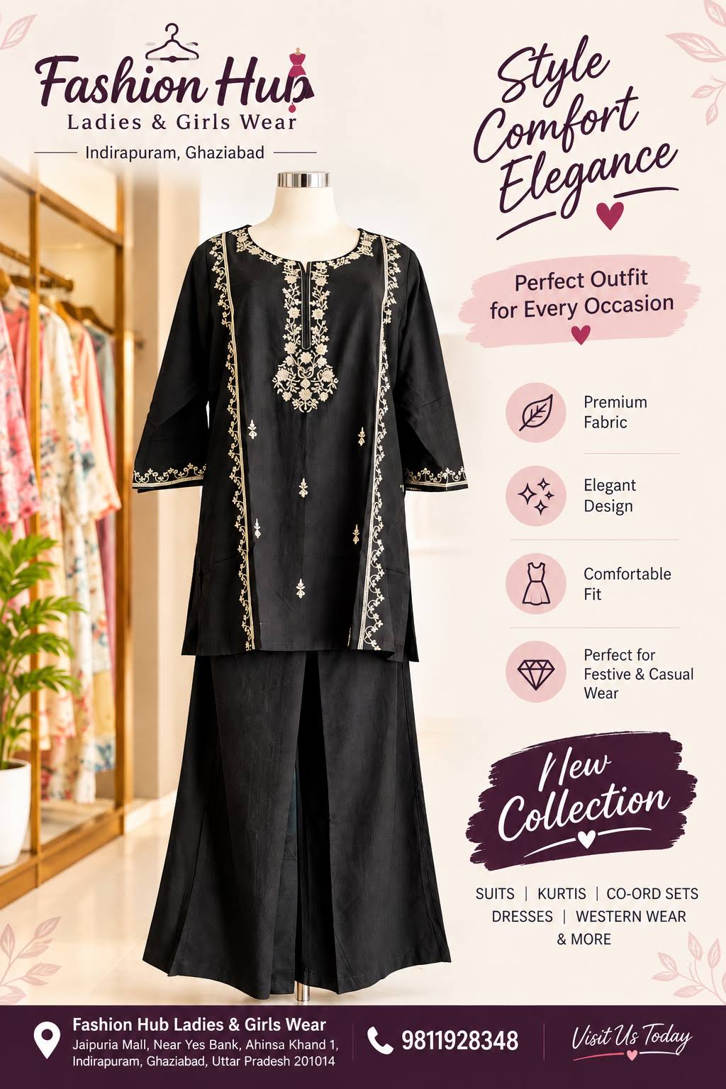Black Embroidered Ladies Suit Set – Women product image