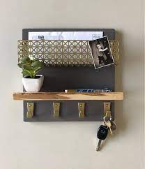 How can i make my entryway more organized? Mid Century Modern Entryway Organizer Steel Grey Walnut Magazine Rack Ipad Device Mail Holder Coat Key Rack Sunglasses Wallet Phone Shelf In 2021 Modern Key Holder Entryway Organization Modern Entryway