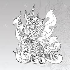 Thai dragon isolate vector, line thai is thailand style and tattoo design.the naga is a wild animal in himmapan forest. Hand Drawn Thai Dragon On Water Line Thai Is Thailand Style Royalty Free Cliparts Vectors And Stock Illustration Image 120742316