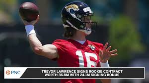 Jun 21, 2021 · jacksonville quarterback trevor lawrence came up clutch for jaguars fan logan nugent. Trevor Lawrence Makes It Official With Rookie Contract Worth 36 8m Youtube