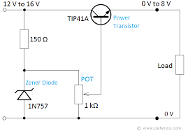 How a zener diode voltage regulator circuit works. Variable Voltage Regulator Using Transistor
