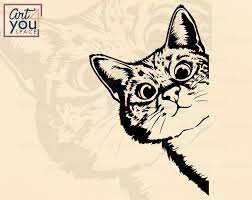 Cute Cat Svg Clipart Cricut Funny Face Peek A Boo Head Etsy In 2020 Peeking Cat Cat Drawing Drawings