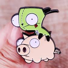 Cartoon Anime Zim Gir and Piggy Invader Enamel Brooch Pin Brooches Lapel  Pins Badge Jacket Jewelry Accessories Fashion Gifts