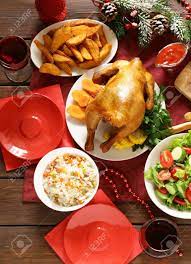 See more ideas about christmas table settings, christmas table, table settings. Traditional Food For Christmas Dinner Festive Table Setting And Decorations Stock Photo Picture And Royalty Free Image Image 61182722