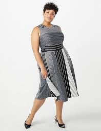Plus Size Striped Fit And Flare Midi Dress Dressbarn Dresses Midi Dress Fit And Flare