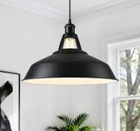 ZSMIHDOH 1-Light Black Modern Pendant Light with Metal Dome Shade BN1003