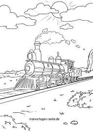 Ausmalbilder Rund Um Eisenbah Zug Und Dampfender Lokomotive