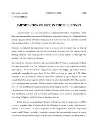 A position paper is a diplomatic statement of your country's position on the issues before your individual committee. Position Paper Rice Philippines
