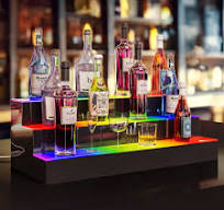 Dextrus LED Liquor Bottle Display Shelf 3 Tier 30-Inch Lighted Bar  Shelves,Acrylic Storage Rack with RF Remote & App Control Supports Power  Bank ...
