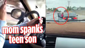 Texas mom spanks teen son after he took off in her BMW - YouTube